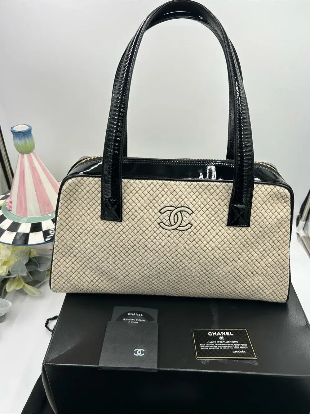 Women's Chanel vintage quilted CC bowling bag made in Italy NWT